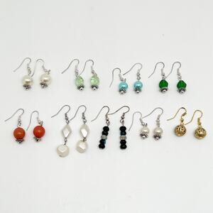Lot of 9 Handmade Small Dangly Drop Earrings Multicolor Colorful Hand Crafted